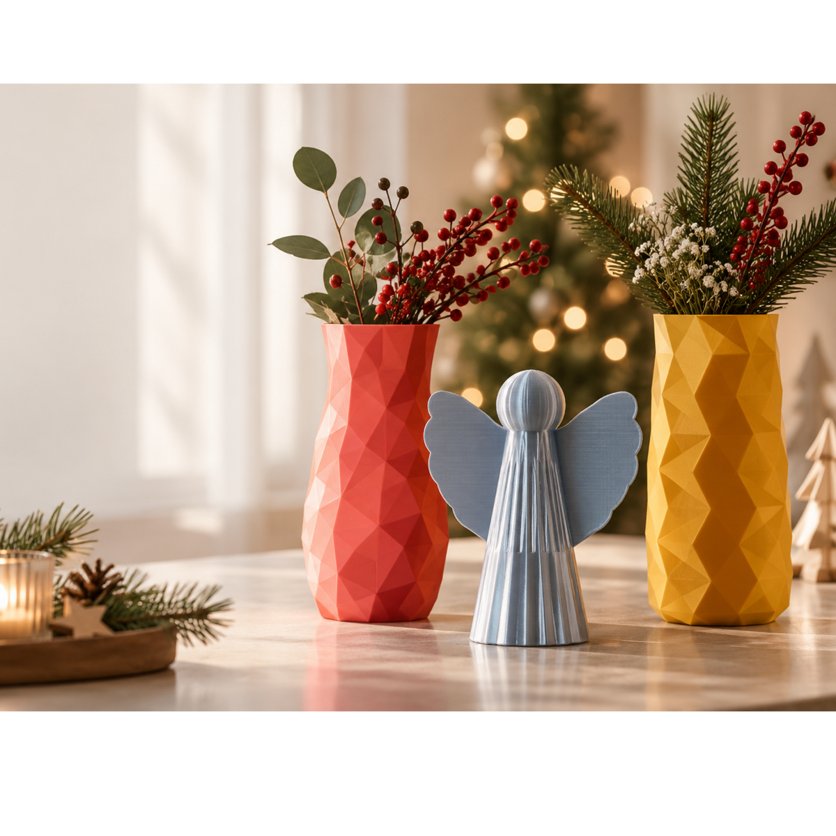 Weihnachtsvasen und Engel von Flotschi als Geschenkidee