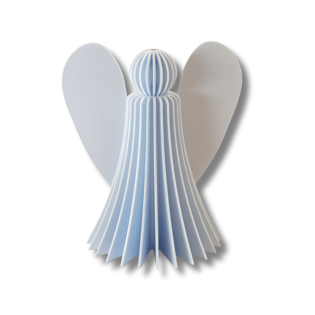 Engel Metallic in Arctic White – 3D-gedruckte Weihnachtsdeko